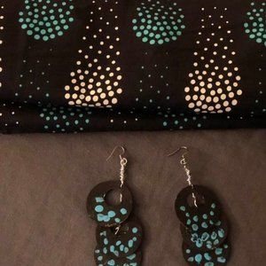 scarves and handmade painted wooden earrings